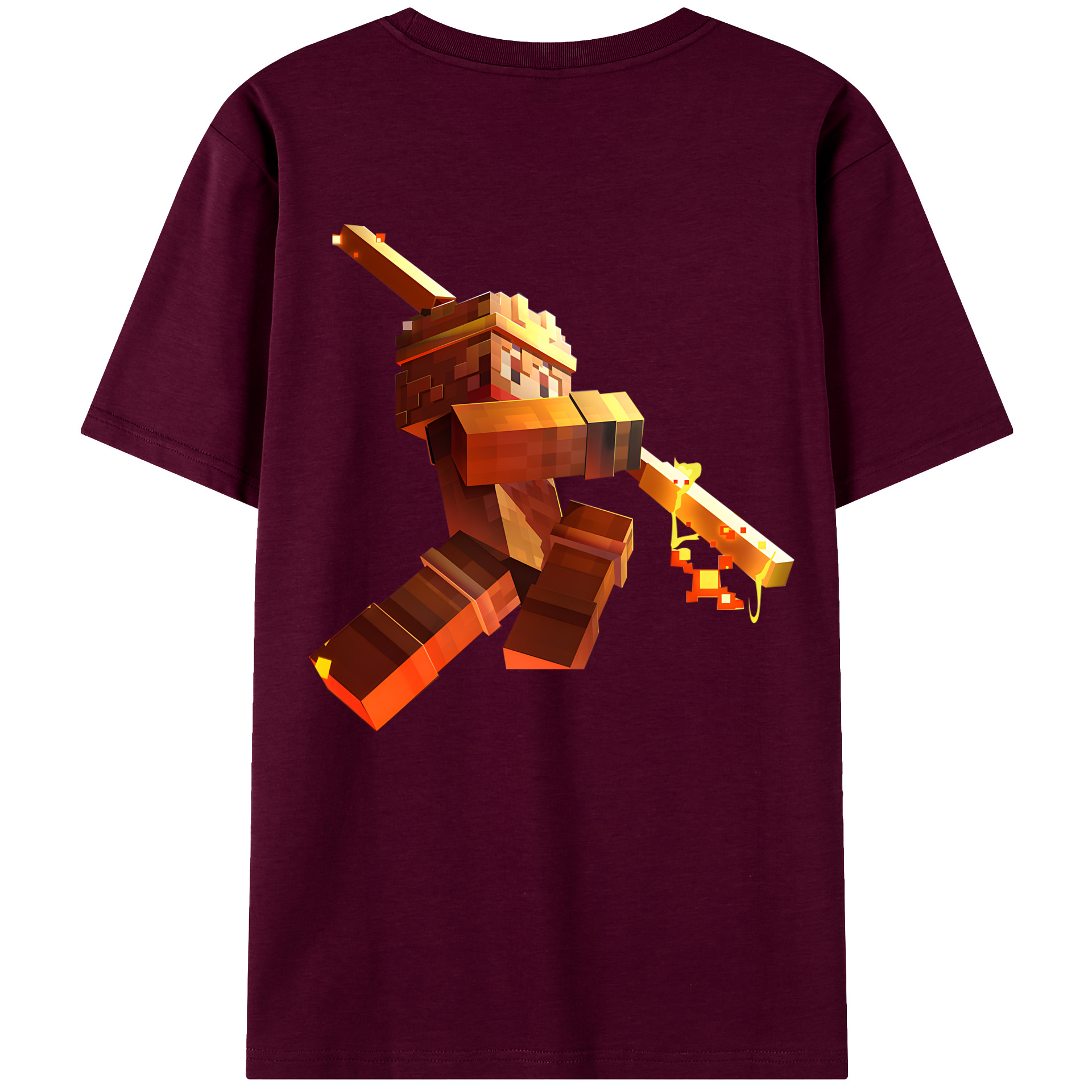（画像用） マインクラフト ブロックの世界 Minecraft MC Block world レディース半袖Tシャツ(バックプリント)